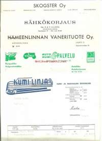 Erä 1  firmalomakkeita Hämeenlinna 1964 - 1966  - firmalomake