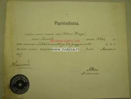 Papintodistus rangaistusvanki Oskari Korpi 1887
