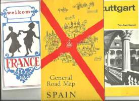 Espanja, Stuttgart ja Ranska 1960-luku - matkailukartta