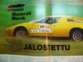 Tekniikan Maailma 1975 nr 7, motoristin valinnat - Maserati Merak, Suzuki RE 5, Eumig Mark 610 D, MZ TS 125,  Datsun 120 Y Coupe, ym.