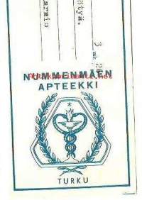 Nummenmäen Apteekki  , resepti  signatuuri   1965
