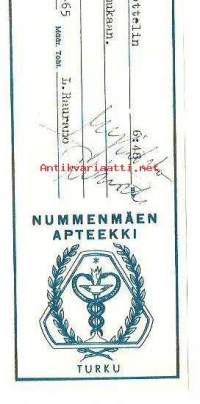Nummenmäen Apteekki  , resepti  signatuuri   1965