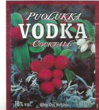 Puolukka Vodka Coctail 4 erilaista - viinaetiketti