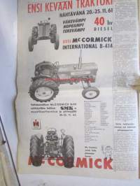 Koneviesti 1961 nr 23 -mm. Traktori uutuus, Mitä peltojen kuivatuksen parantamiseksi pitäisi tehdä, Kaivumaitten käsittely maatilalla, Massey Fergusonilta kaksi