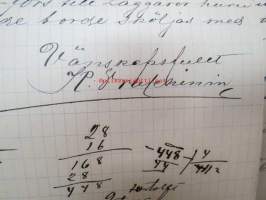 Appelberg-Druschinin -kirjeenvaihtoa ruotsinkielellä Pietarista Heinolaan (Heinola) koskien viinanpolttoasioita (-tehtailua) 1890-luvulla, mukana Hjalmar Grahn ja Co