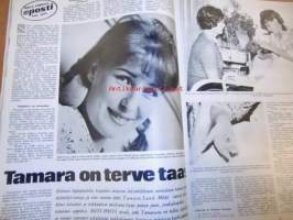 Koti-Posti 1964 / 17 . artikkelit/kuvia.Essi Renvall on ennustaja.Juhani Peltosesta tuli ammattilainen.Merilokkin uusi lippu.Tamara(Lund) on terve taas.Liian nuori