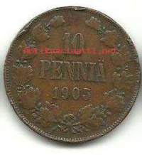 10  penniä  1905