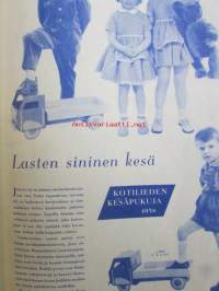 Kotiliesi 1958 nr 9, uusi kenkämuoti, vesiallas puutarhaan omin voimin, Asko Ilmari Tapiovaaran ( Fanett ) pinnatuoli koko sivun mainos
