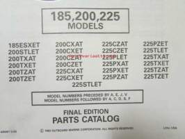 Johnson-Evinrude huolto 1993, 185, 200, 225 Models, final edition Parts catalog, katso tarkemmat malli merkinnät kuvasta.