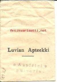 Luvian Apteekki - apteekkipussi, tuote-etiketti , tuotepakkaus