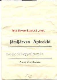 Jämijärven Apteekki - apteekkipussi, tuote-etiketti , tuotepakkaus