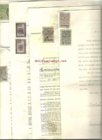 Erä 5 kpl velkakirjoja 1951-1957  - velkakirja leimamerkkejä