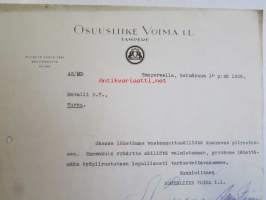 Osuusliike Voima I.L Tampereella, heinäkuun 10. 1939  -asiakirja