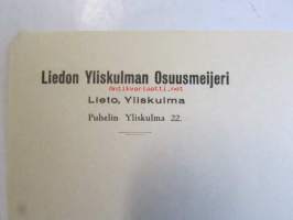 Liedon Yliskulman Osuusmeijeri, Lieto, maaliskuun 15. 1939 -asiakirja