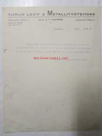 Turun levy- &amp; Metallityötehdas, Turussa elokuun 28. 1936 -asiakirja