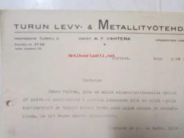 Turun Levy- &amp; Metallityötehdas, Turussa lokakuun 10. 1936 -asiakirja