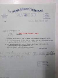 Suolalahden tehtaat Plywood, Suolahti elokuun 12. 1924 -asiakirja