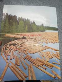 Aus dem Wald in die Welt (metsästä maailmalle, suomalaisen puunjalostuksen kuvitettu mainosjulkaisu suomalaisen puun matkasta sellusta paperiksi ja vientiin,