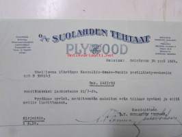 O/Y Suolahden Tehtaat, Helsinki heinäkuun 30. 1924. -asiakirja