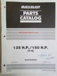 Quicksilver parts catalog 135 H.P. / 150 H.P. (V-6) -Katso tarkemmat malli merkinnät kuvasta