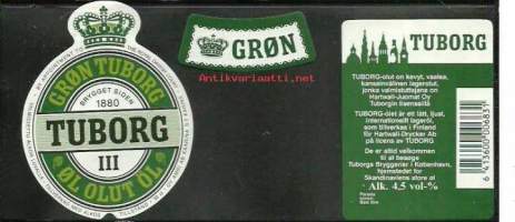 Tuborg III olut Grön - olutetiketti