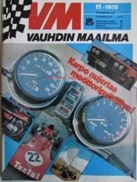 Vauhdin Maailma 1975 nr 11 -mm. Kawasaki 400 D &quot;tavallinen&quot;, Hannu Mikkola Kaatuu se auto Australiassakin, Maa tarvitsee moottoriradan, Tippavaaran kautta radoille,
