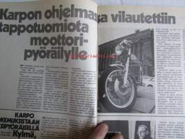 Vauhdin Maailma 1975 nr 11 -mm. Kawasaki 400 D &quot;tavallinen&quot;, Hannu Mikkola Kaatuu se auto Australiassakin, Maa tarvitsee moottoriradan, Tippavaaran kautta radoille,