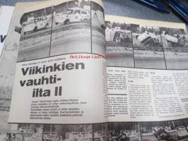 Vauhdin Maailma 1974 nr 7 sis. mm. seur. artikkelit / kuvat / mainokset; Rallicros yhtä paljon show kuin kilpailukin mm. Björn Waldegård, Mauri A. Lindell,