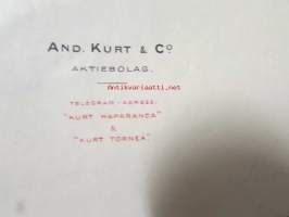 And. Kurt &amp; Co Aktiebolag, 26. 17 augusti. 1921. -asiakirja