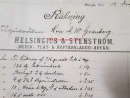 Helsingius &amp; Stenström (Bleck-, Plat- &amp; Kopparslageri-äffär) 12.10. 1910. -asiakirja