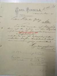 Carl Finnilä, Wasa 3. november 1891. -asiakirja
