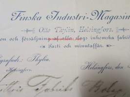 Finska Industri- Magasinet, 13. dec. 1891. -asiakirja
