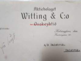 Aktiobolaget Witting &amp; C:o Osakeyhtiö, 26.3. 1921. -asiakirja