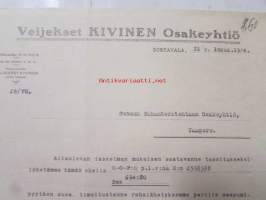 Veljekset Kivinen Osakeyhtiö, Sortavala 21. lokakuuta 1926 -asiakirja