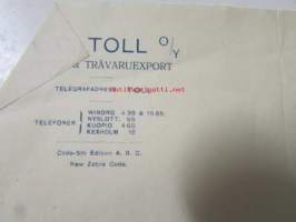 A/B C Toll O/Y Rederi &amp; Trävaruexport, Wiborg 7 mars 1921. -asiakirja