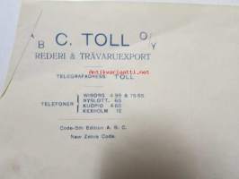 A/B C Toll O/Y Rederi &amp; Trävaruexport, Wiborg 9 April 1921. -asiakirja