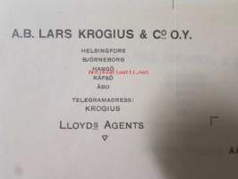 A.B. Lars Krogius &amp; Co O.Y. Helsingfors 14. mars 1921. -asiakirja