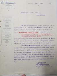 P.Kuosmanen Huttula, Huttula elokuun 1. 1921. -asiakirja