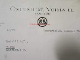 Osuusliike Voima I.L., Tampereella elokuun 25. 1939. -asiakirja