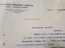 A.B. Borgå Mekaniska Verkstad, Borgå 2 septenber 1921. -asiakirja