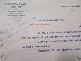 Tehdasosakeyhtiö Takomo Tammisuo Viipuri, Tammisuo 13. augusti 1921. -asiakirja