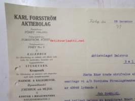 Karl Forsström Aktiebolaget, Förby 28 december 1921. -asiakirja