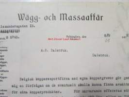 Wägg- och Massaaffär, Helsingfors 8/9 1921. -asiakirja