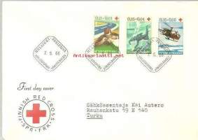 Punainen Risti   - ensipäiväkuori  7.5.1966  LaPe 608-610
