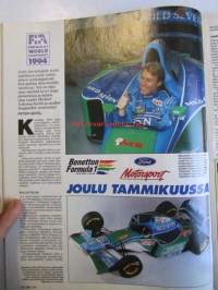 Vauhdin Maailma 1994 nr 2 -mm. Ralli MM Monte Carlo, Tunturi Ralli, formula 1 numerot ne eivät valehtele, Formula 1 säännöt 1994, JJ Benettonille Unidet Colors