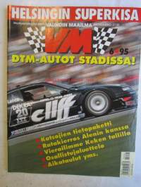 Vauhdin Maailma 1995 nr 6 -mm. Helsinki C1 Thunder tulee, Markku Alenin kanssa radalla, Team Rosberg, DTM Berliini, Formula 1 Imola ja Espanja, Tallinna Ralli,