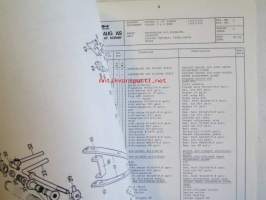 Underhaug Model 1102-1106 Ridgers, Spare parts list  - Multauskone - varaosaluettelo englanniksi