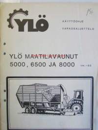 Ylö 5500, 6500, 8000 Maatilavaunut vm. 1986 -käyttöohjekirja ja varaosaluettelo / bruksanvisning och reservdelskatalog