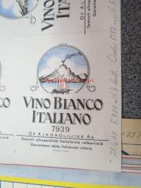 Vino Bianco Italiano 7939 Oy Alkoholiliike Ab - alkoholijuomaetiketti - leikkaamaton arkki, kirjapainon arkistokappale
