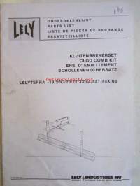 Lely Lelyterra -19/20C/20/22/33/44/44T/44X/66 Clod Comb Kit -Parts list, Maatalouskone???